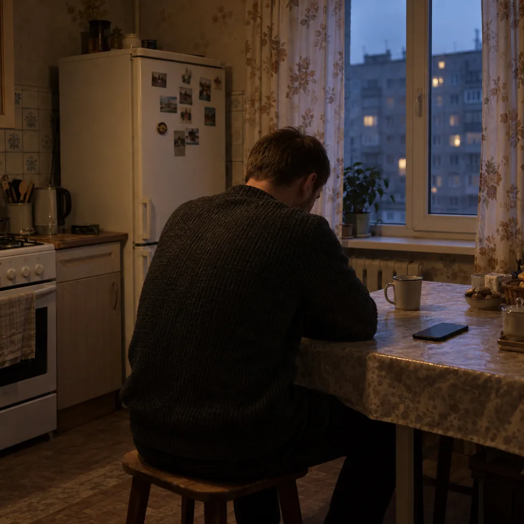 Женщина сидит у окна, задумавшись